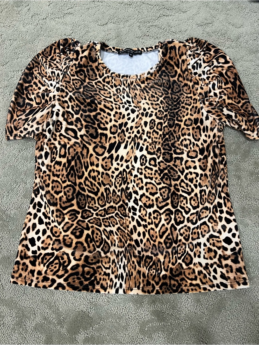 Generation Love Leopard Print Short Sleeve Top - Brown & Black